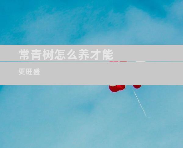 常青树怎么养才能更旺盛