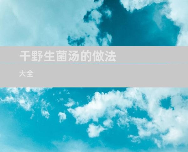 干野生菌汤的做法大全